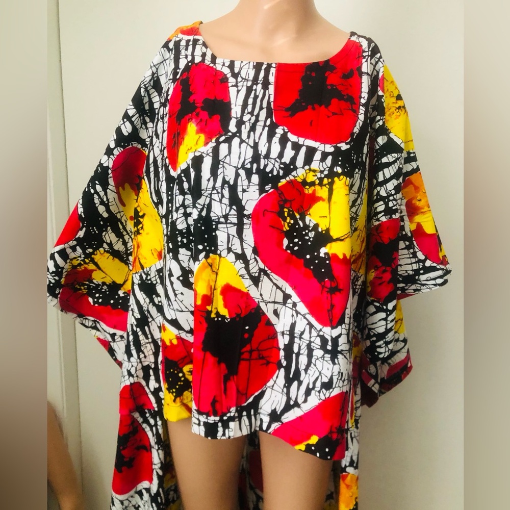 Bold Abstract Pattern High/Low Kaftan Top - Picture 12 of 13
